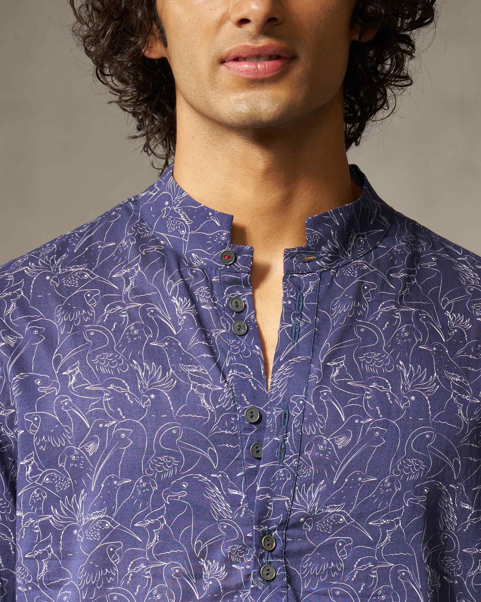 Rey Kurta - Navy Print - Image 2