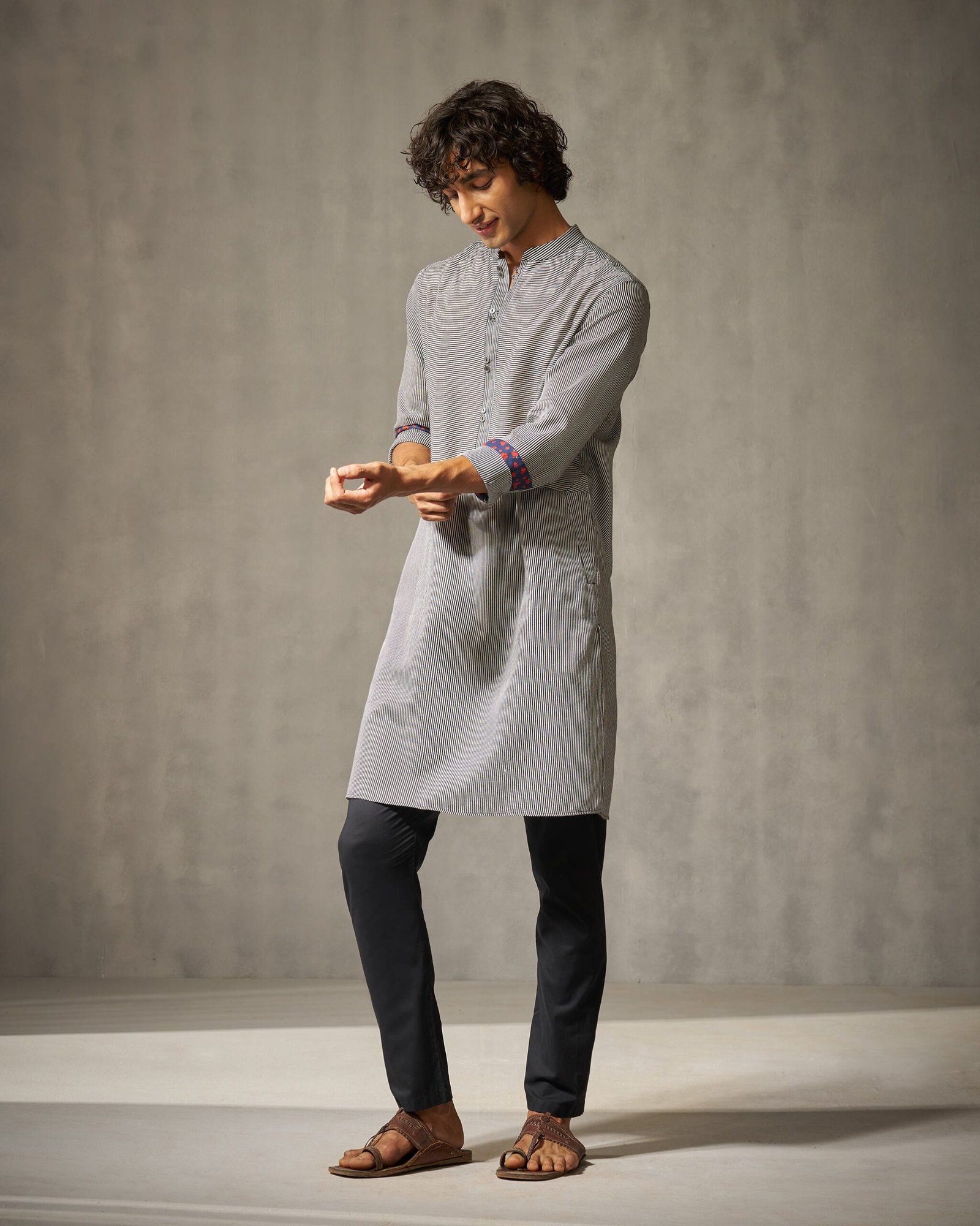 Revel Kurta - Black & Ivory Stripes - Image 3
