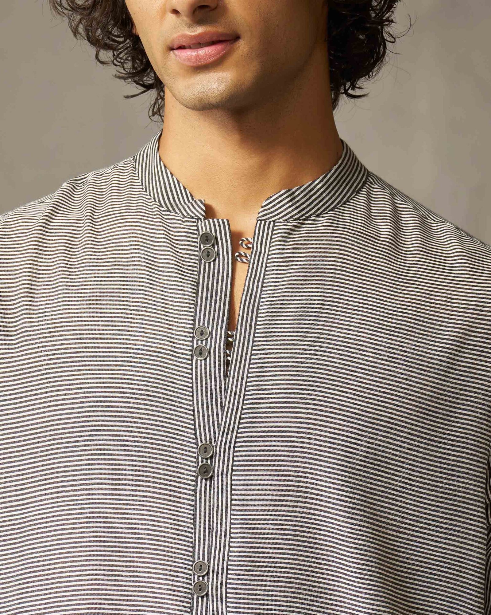 Revel Kurta - Black & Ivory Stripes - Image 4