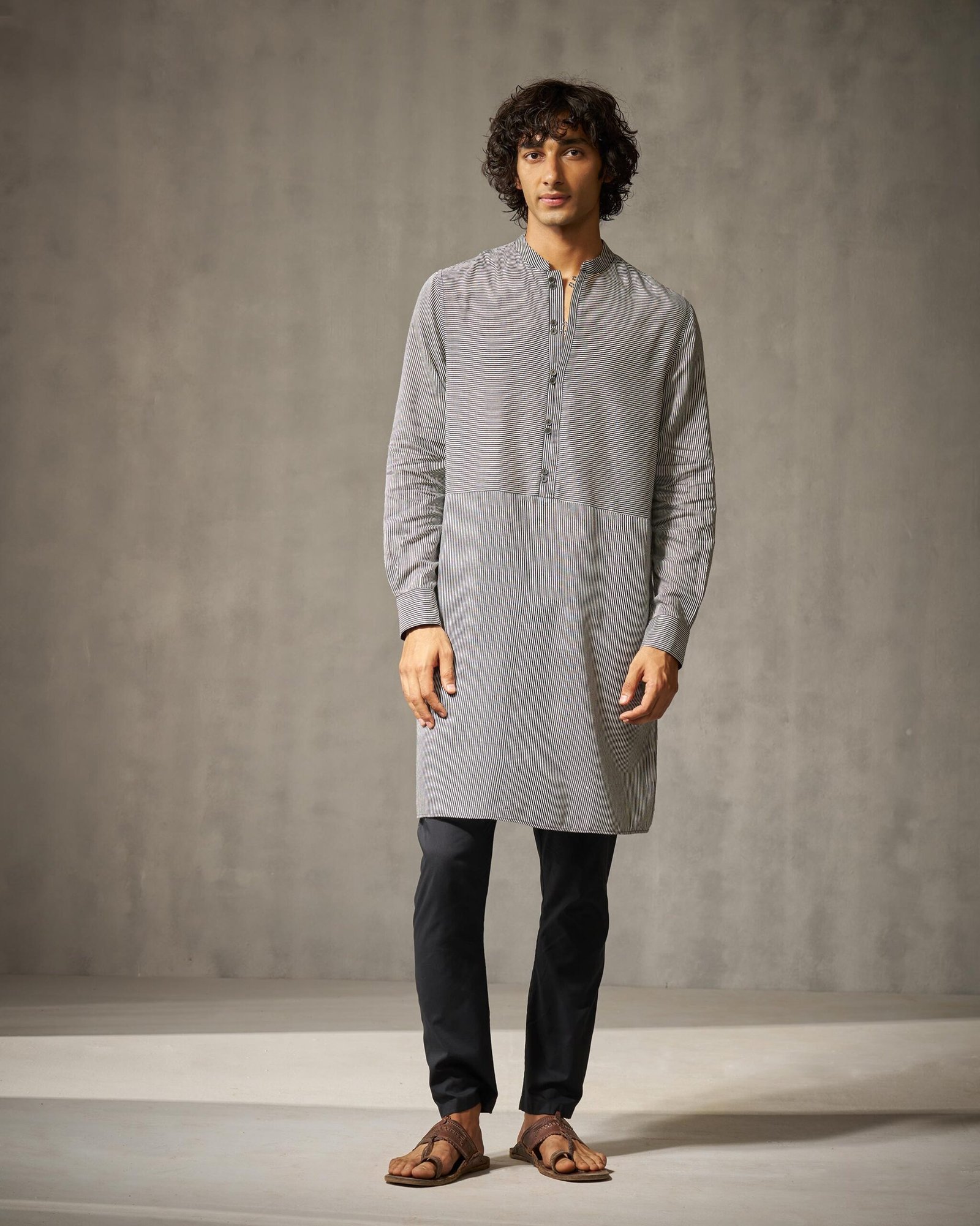 Revel Kurta - Black & Ivory Stripes - Image 7