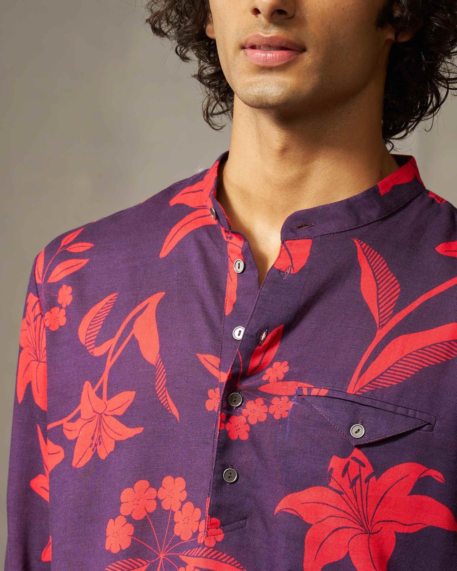 Fort Kurta - Red & Purple Print - Image 2
