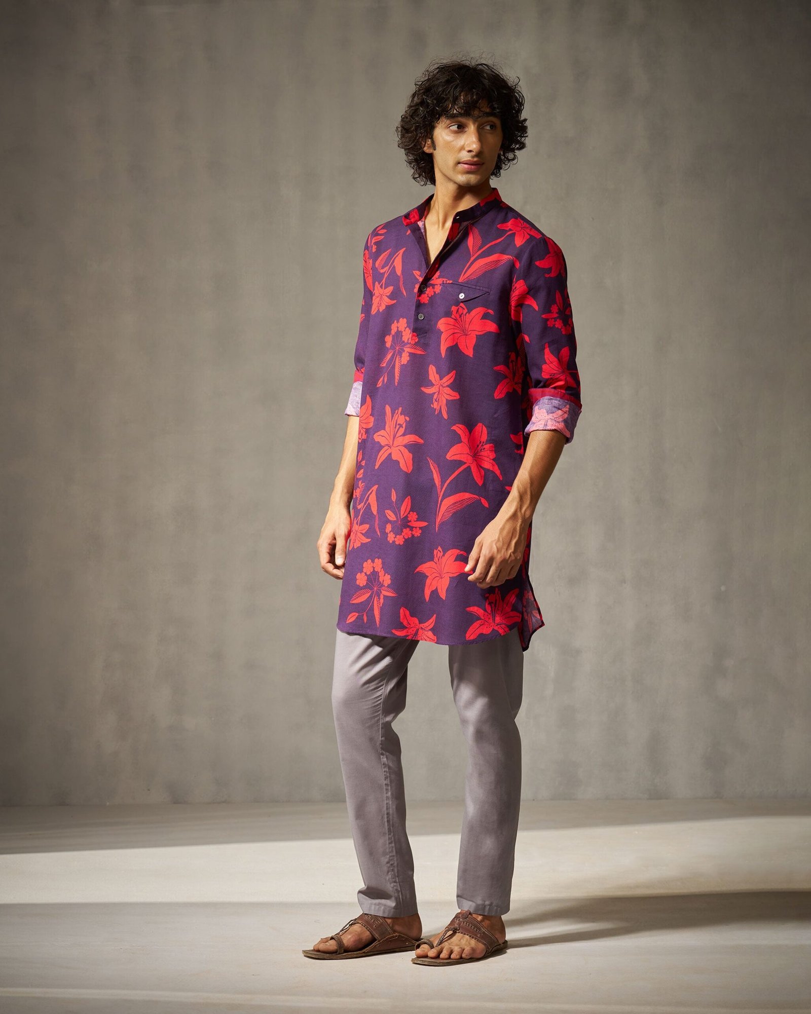 Fort Kurta - Red & Purple Print - Image 4