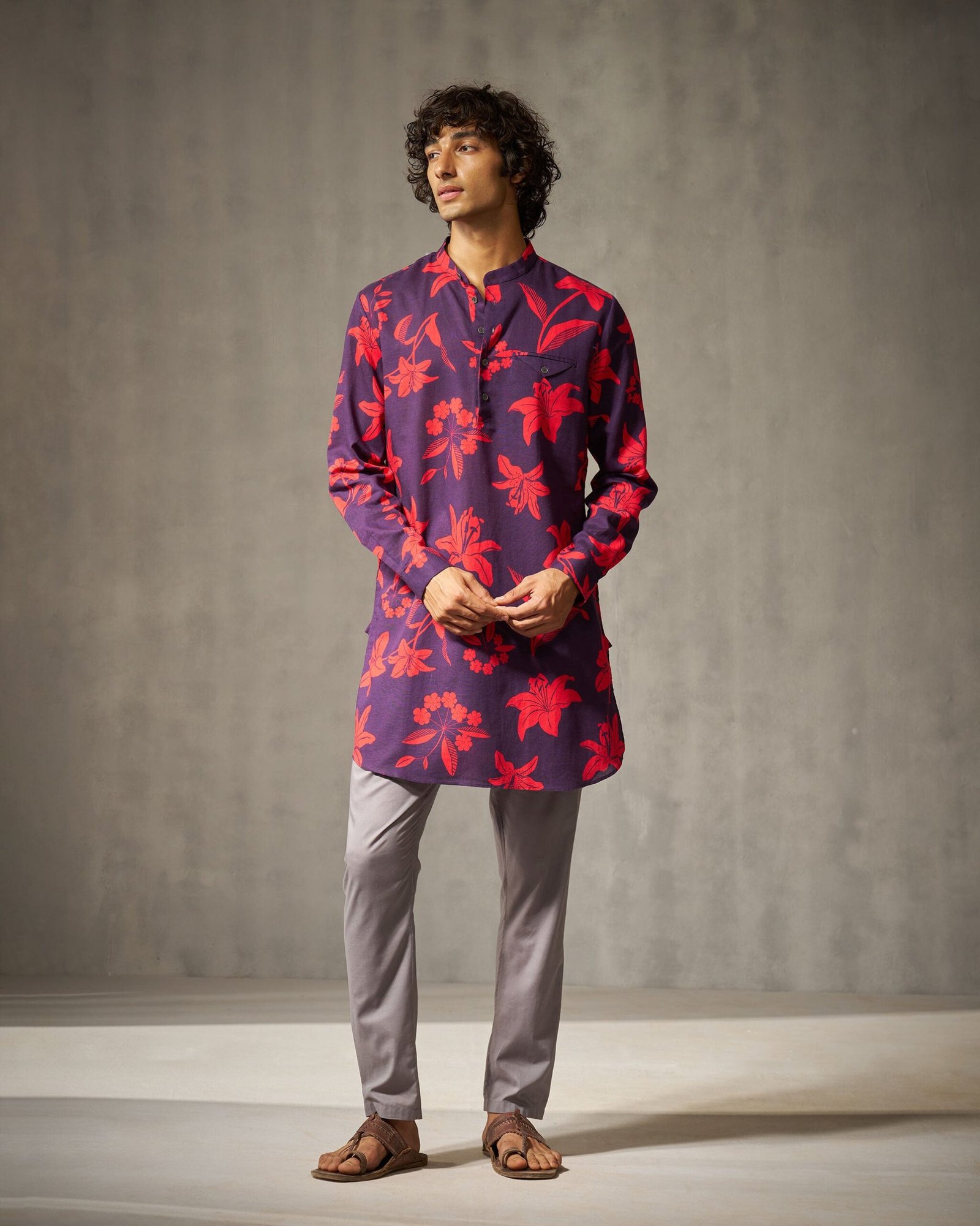 Fort Kurta - Red & Purple Print - Image 5