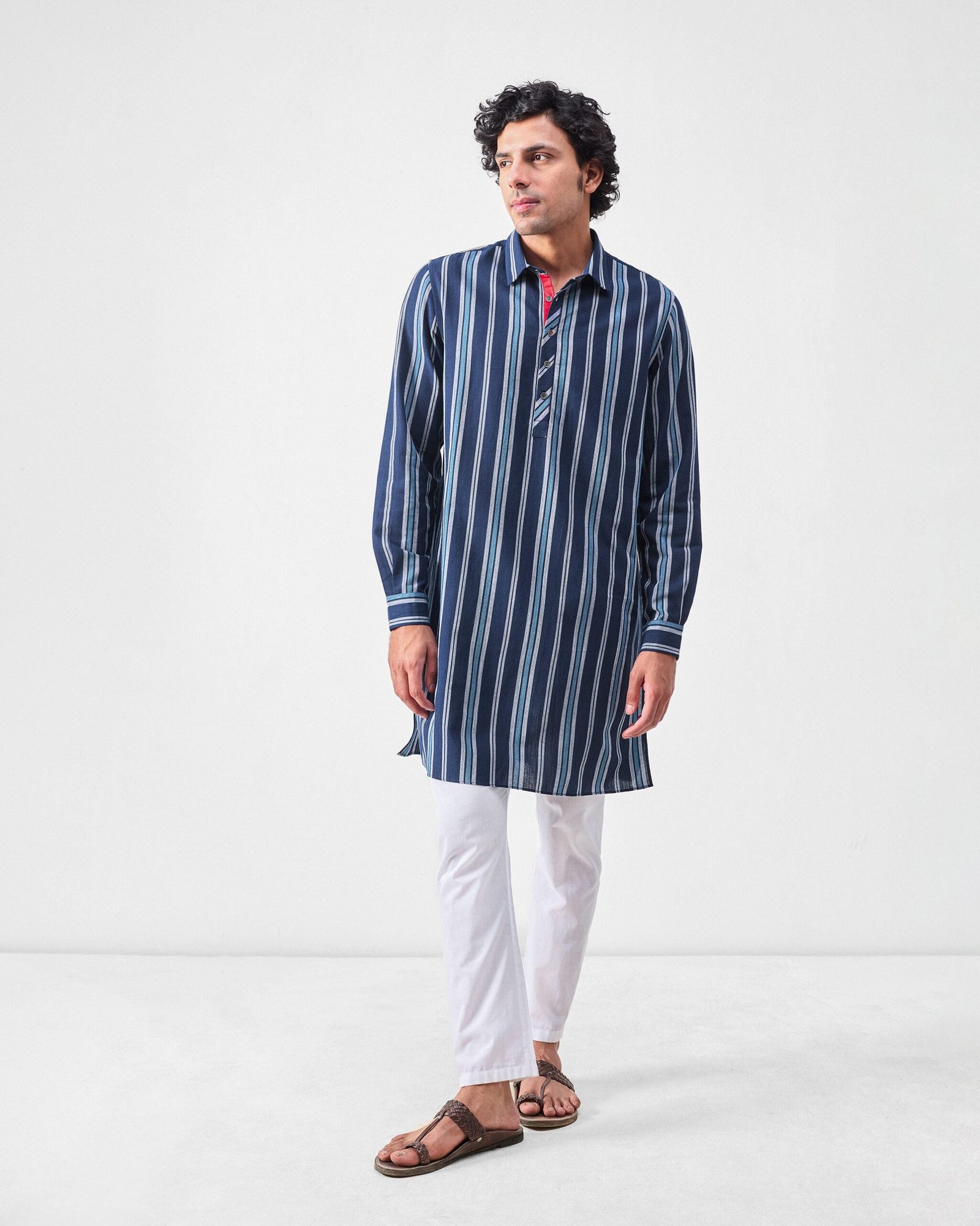 Comoros Kurta - Blue & Navy Stripes - Image 6