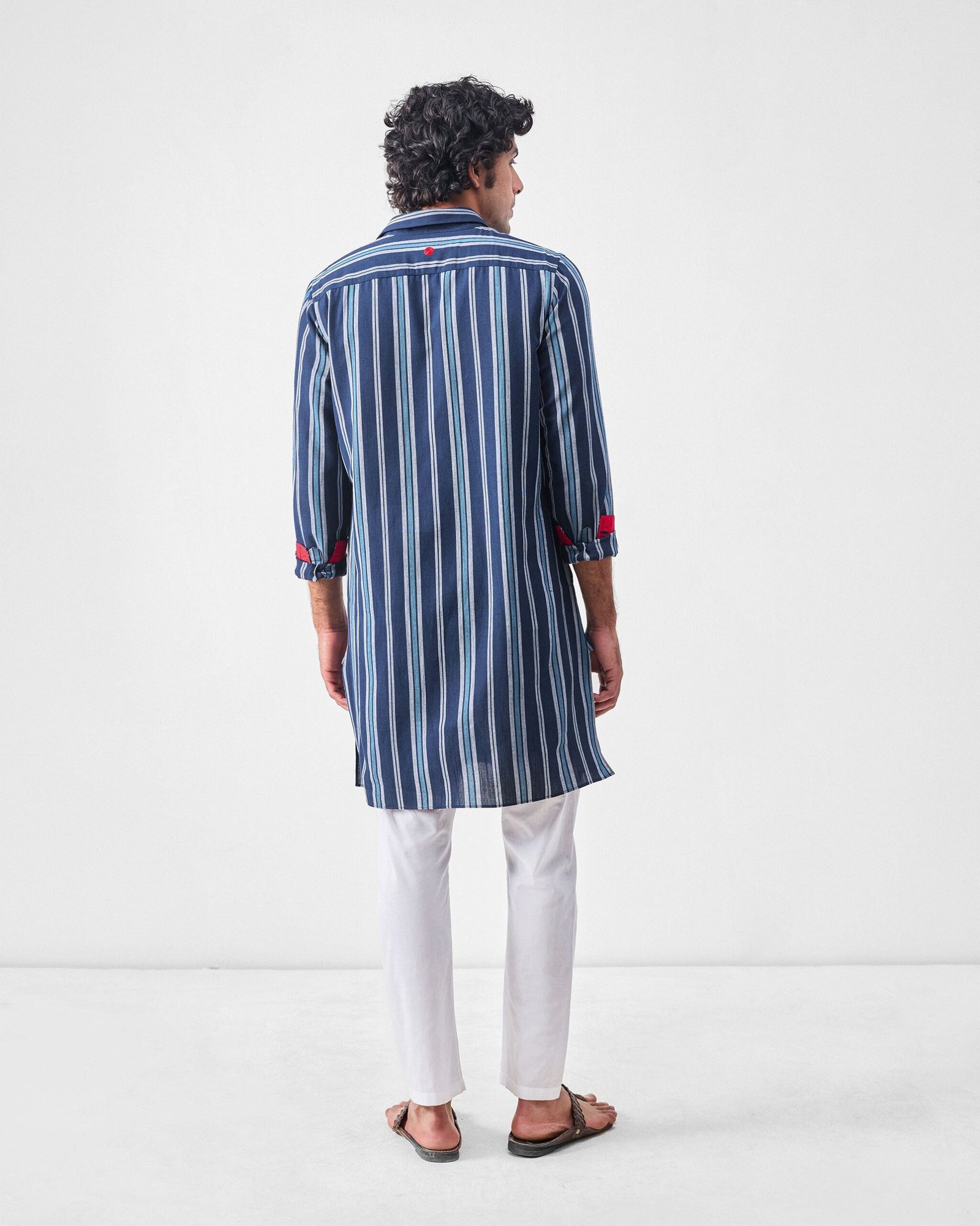 Comoros Kurta - Blue & Navy Stripes - Image 8