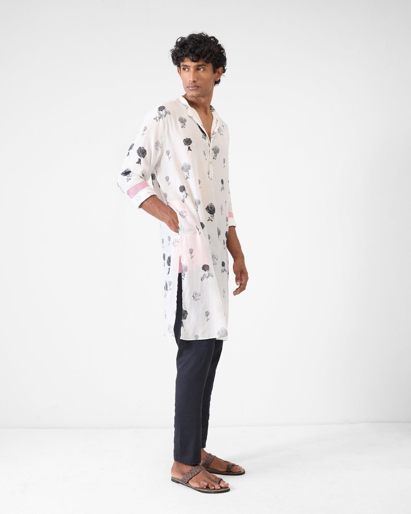 Astral Kurta - Light Grey Print - Image 4