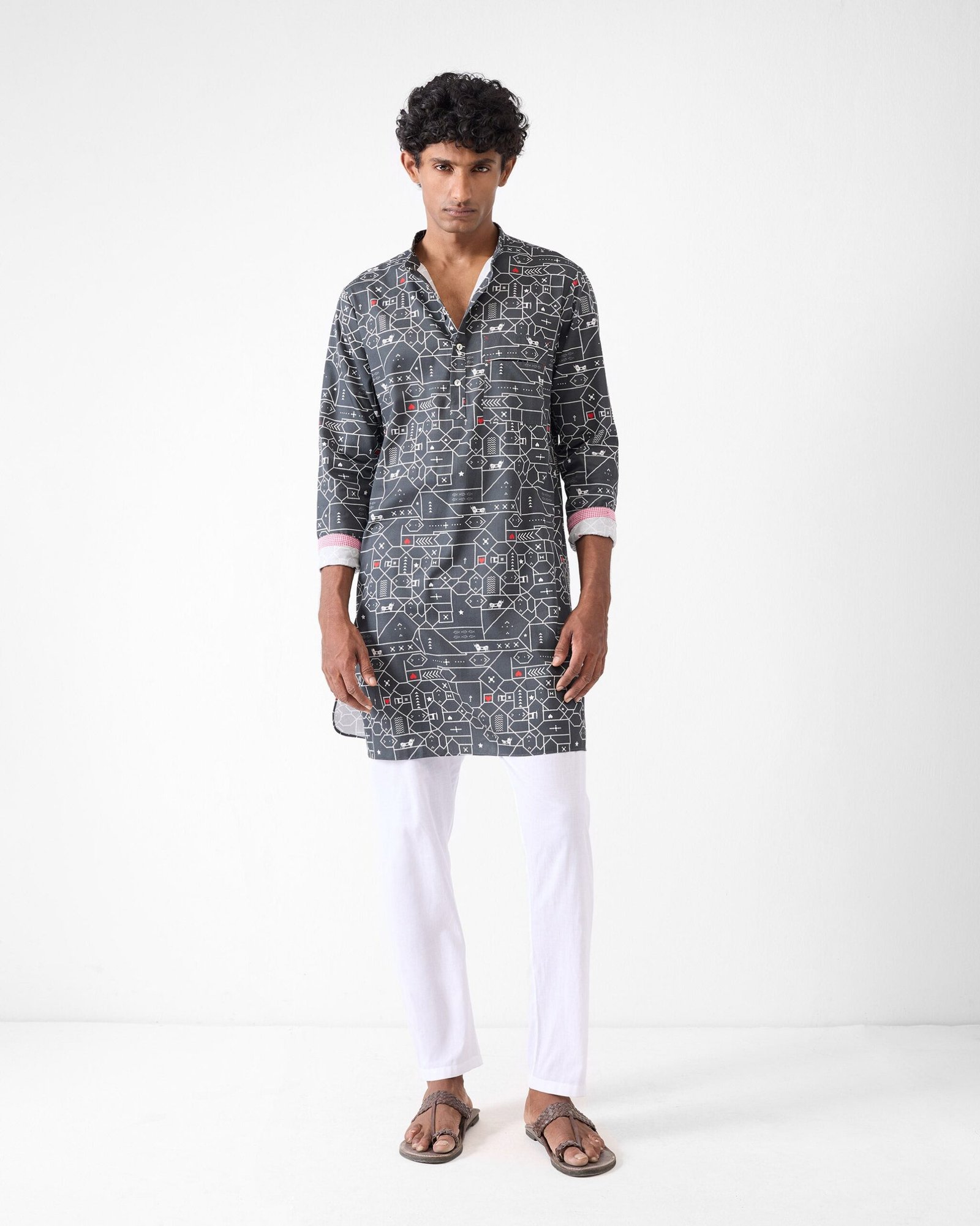 Galle Kurta - Black & Grey Print - Image 2
