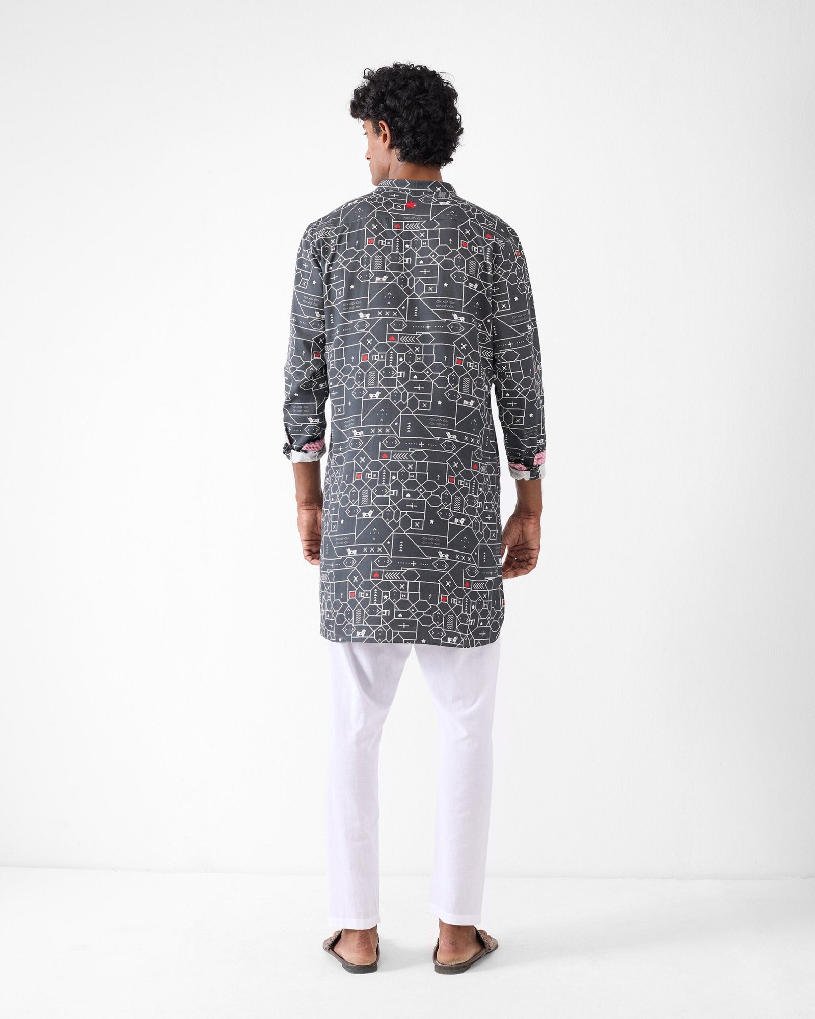Galle Kurta - Black & Grey Print - Image 3
