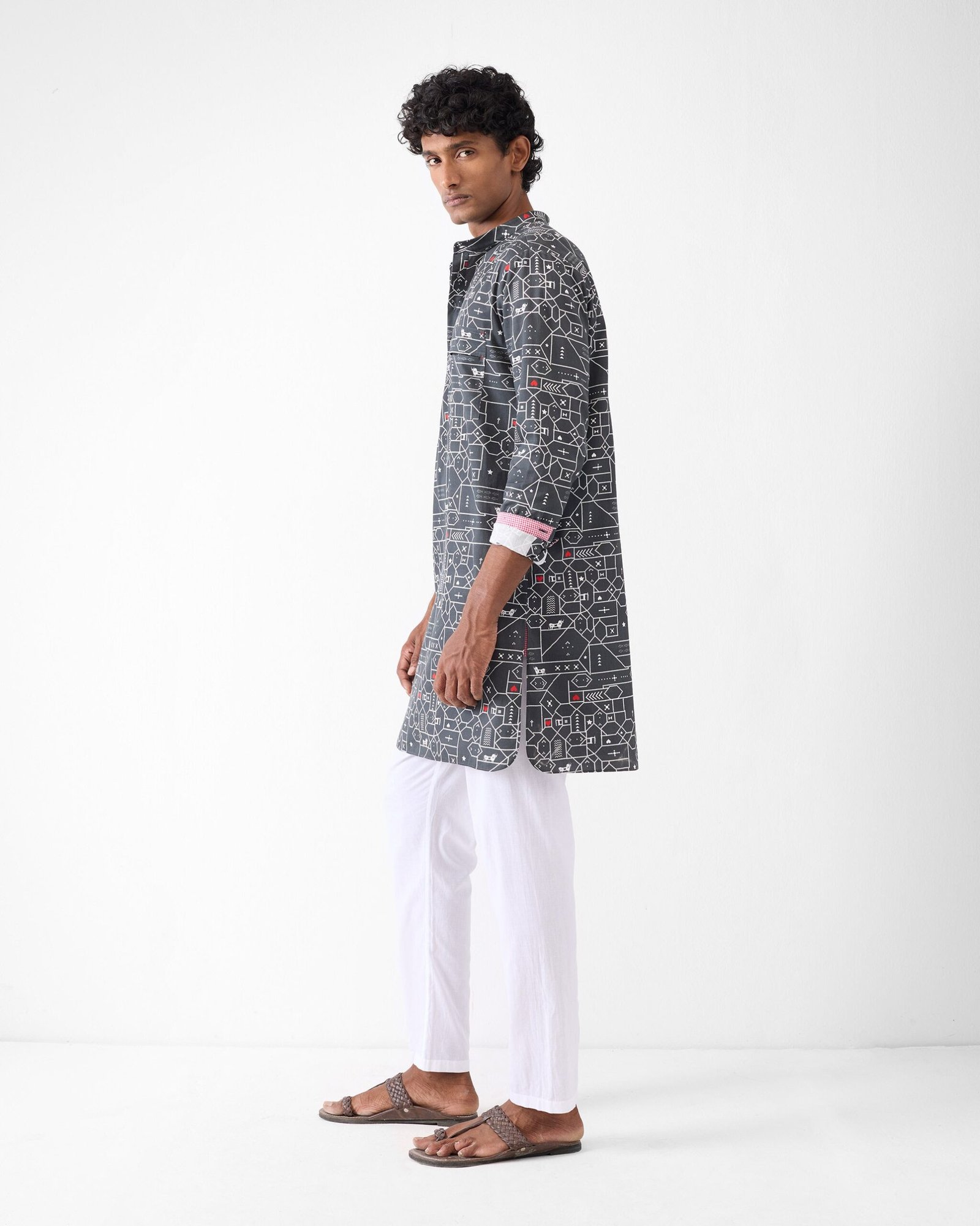 Galle Kurta - Black & Grey Print - Image 4