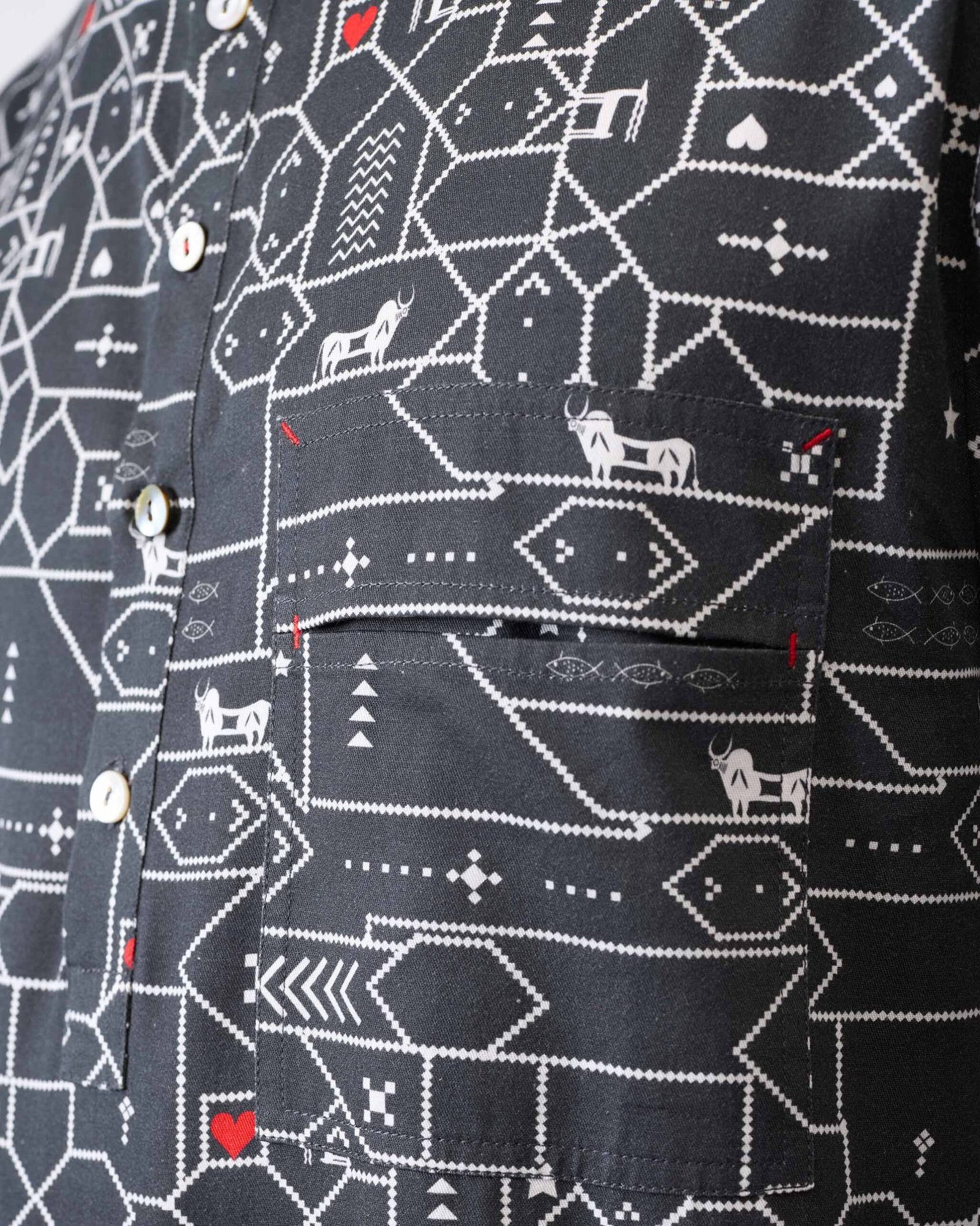 Galle Kurta - Black & Grey Print - Image 5