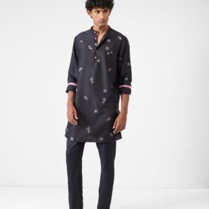 Fort Kurta - Black & Charcoal Print