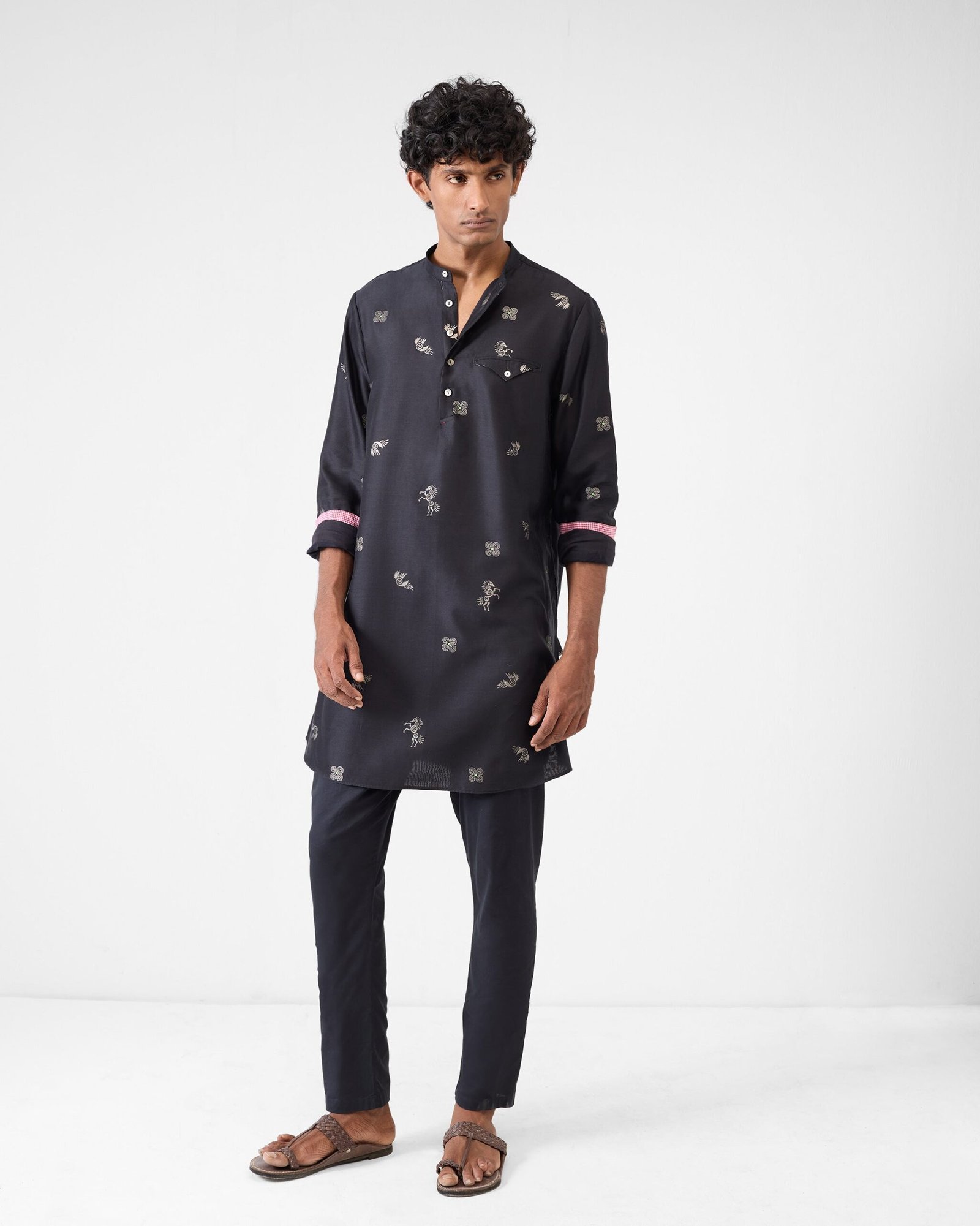 Fort Kurta - Black & Charcoal Print