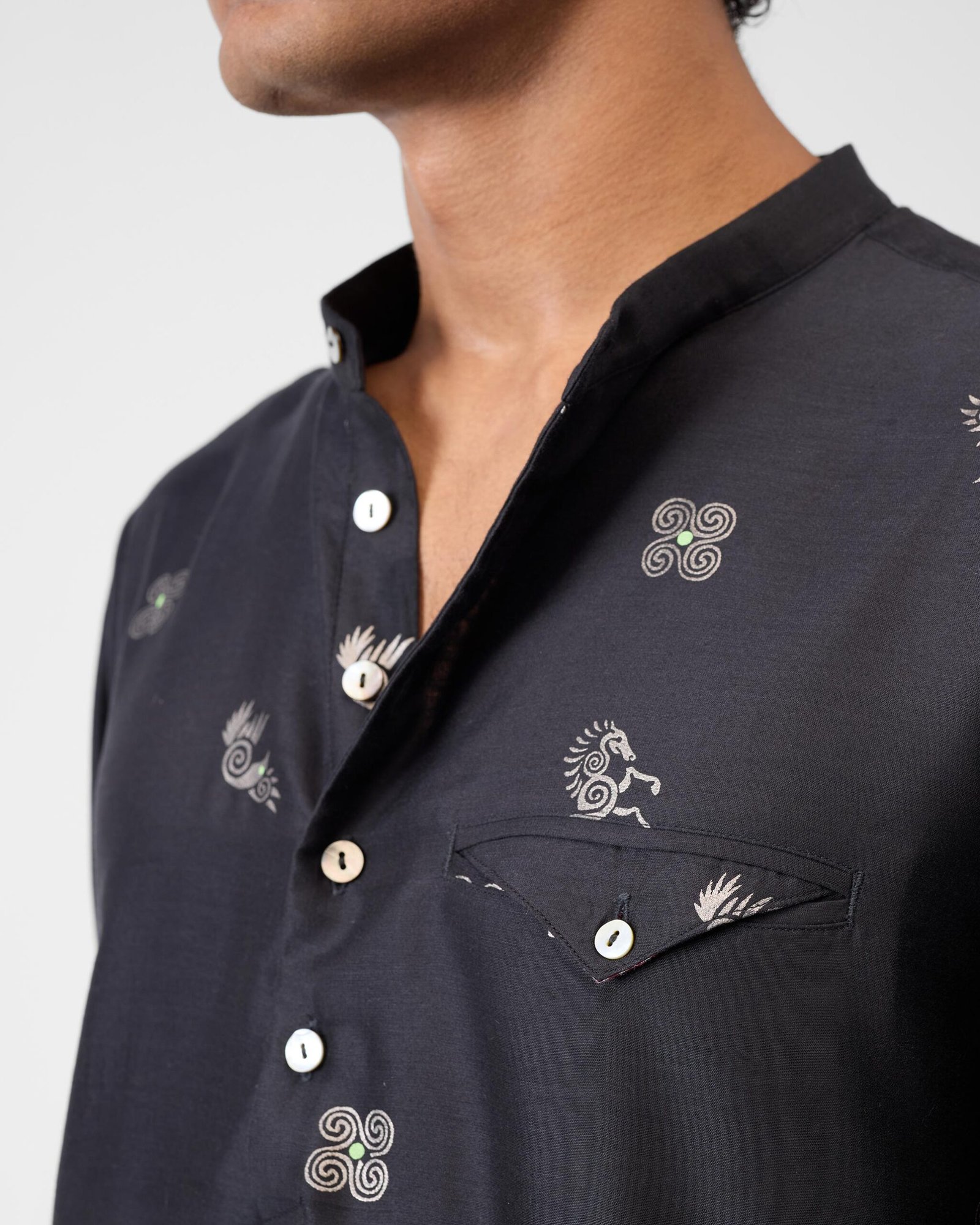 Fort Kurta - Black & Charcoal Print - Image 4