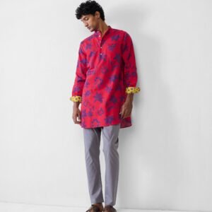 Fort Kurta - Red & Purple Printed
