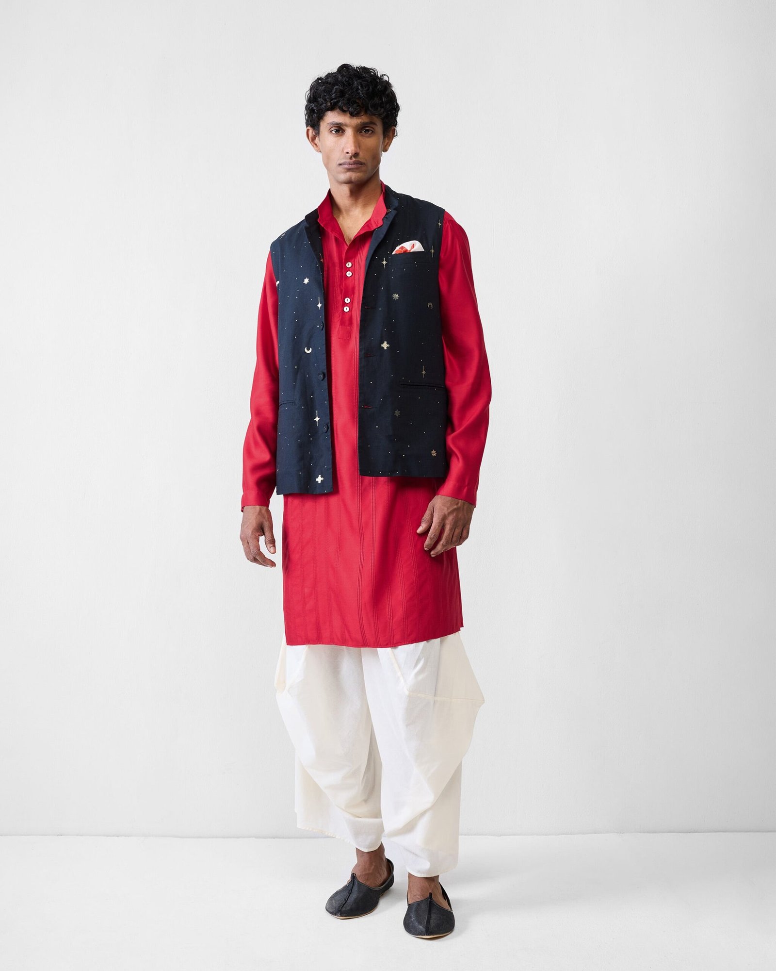 Long Pleated Kurta - Red - Image 10