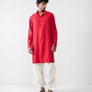 Long Pleated Kurta - Red