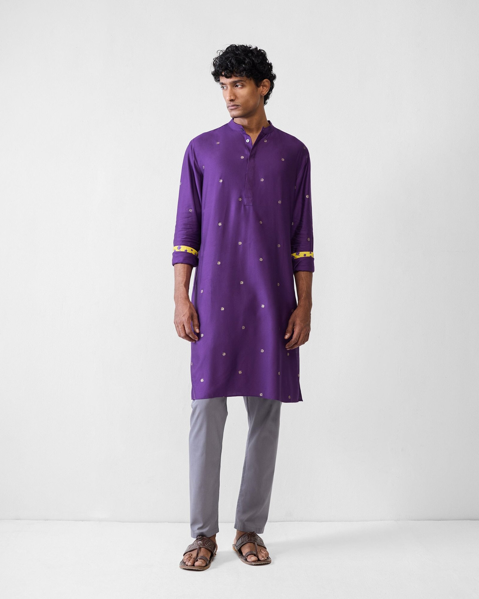 Neckband Kurta - Purple Printed - Image 10