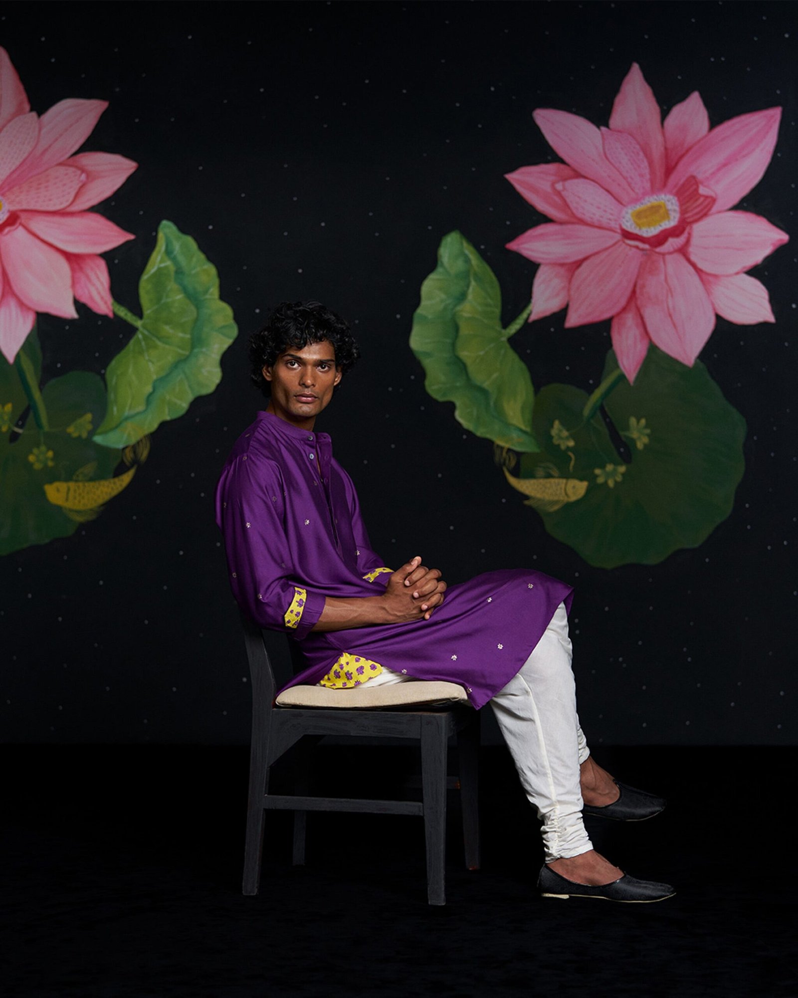 Neckband Kurta - Purple Printed - Image 7
