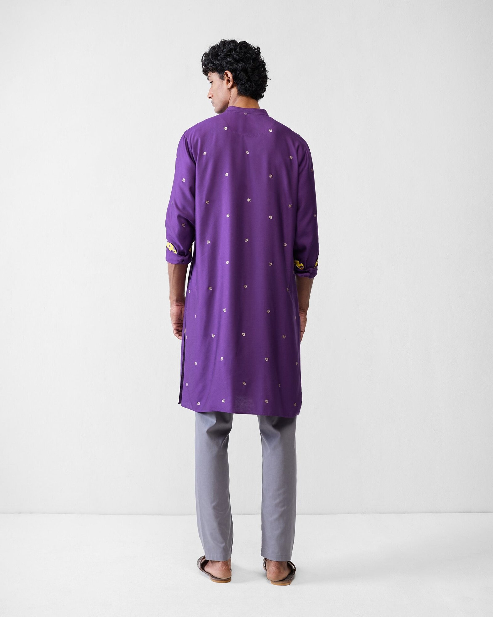 Neckband Kurta - Purple Printed - Image 2
