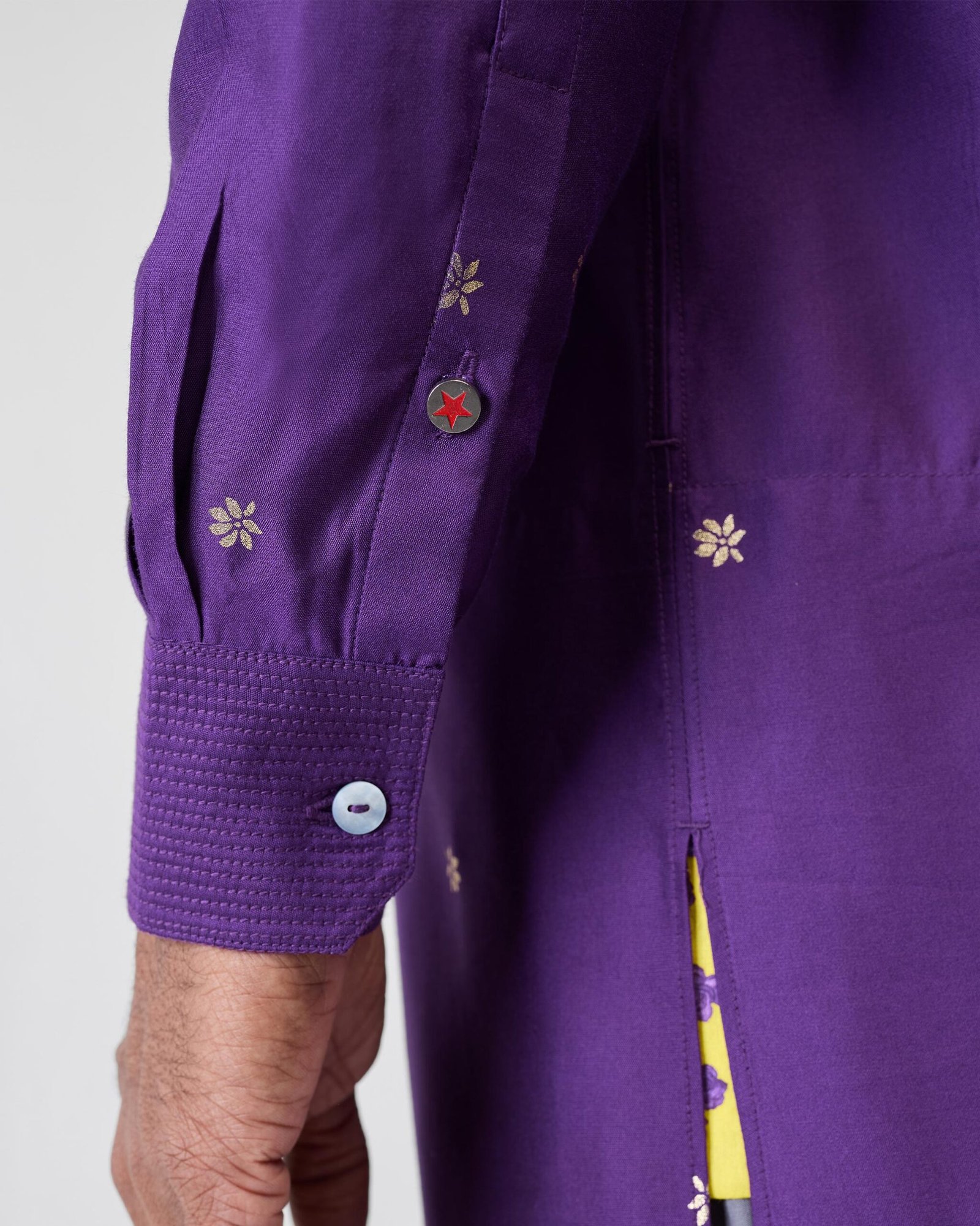 Neckband Kurta - Purple Printed - Image 5