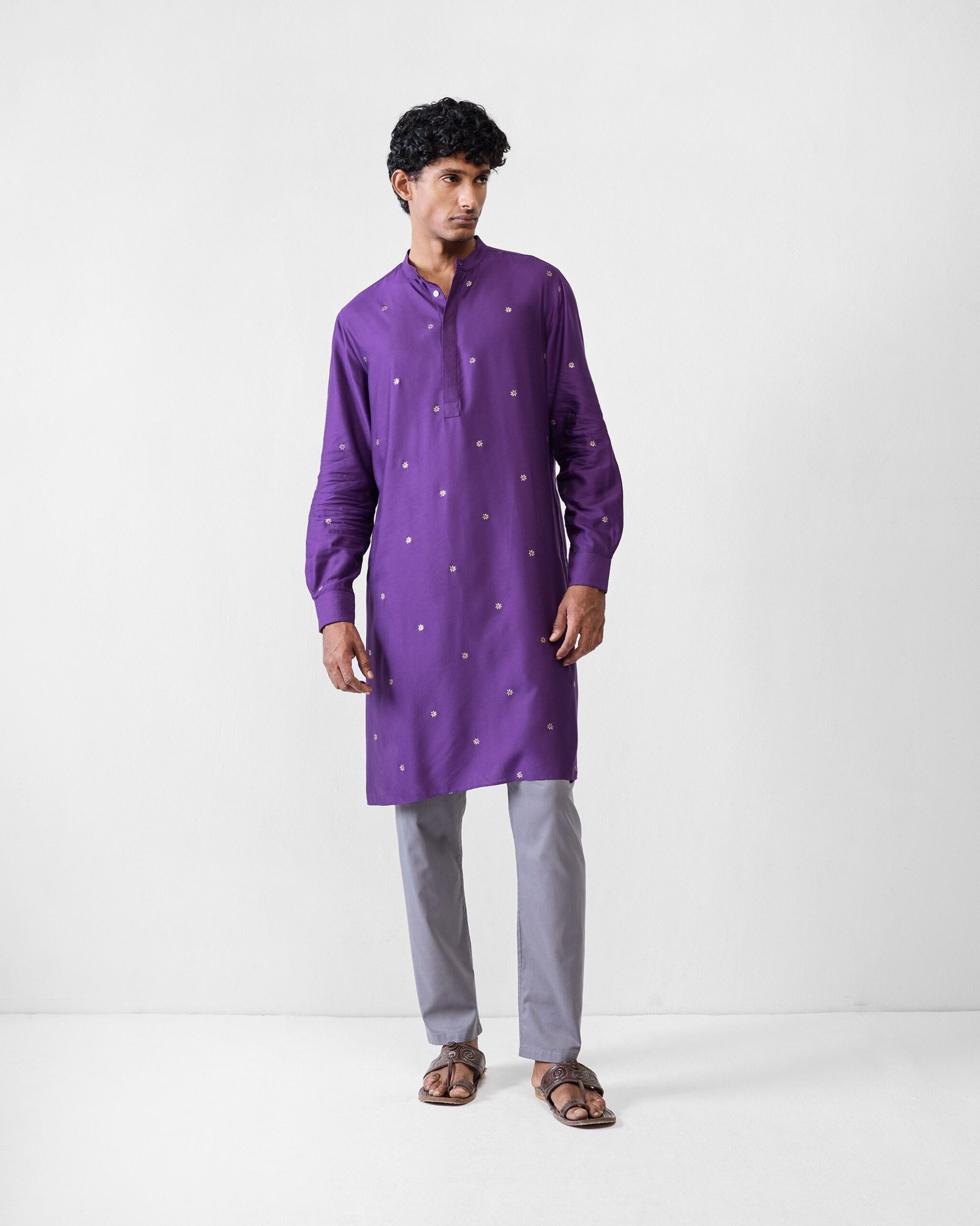Neckband Kurta - Purple Printed - Image 8