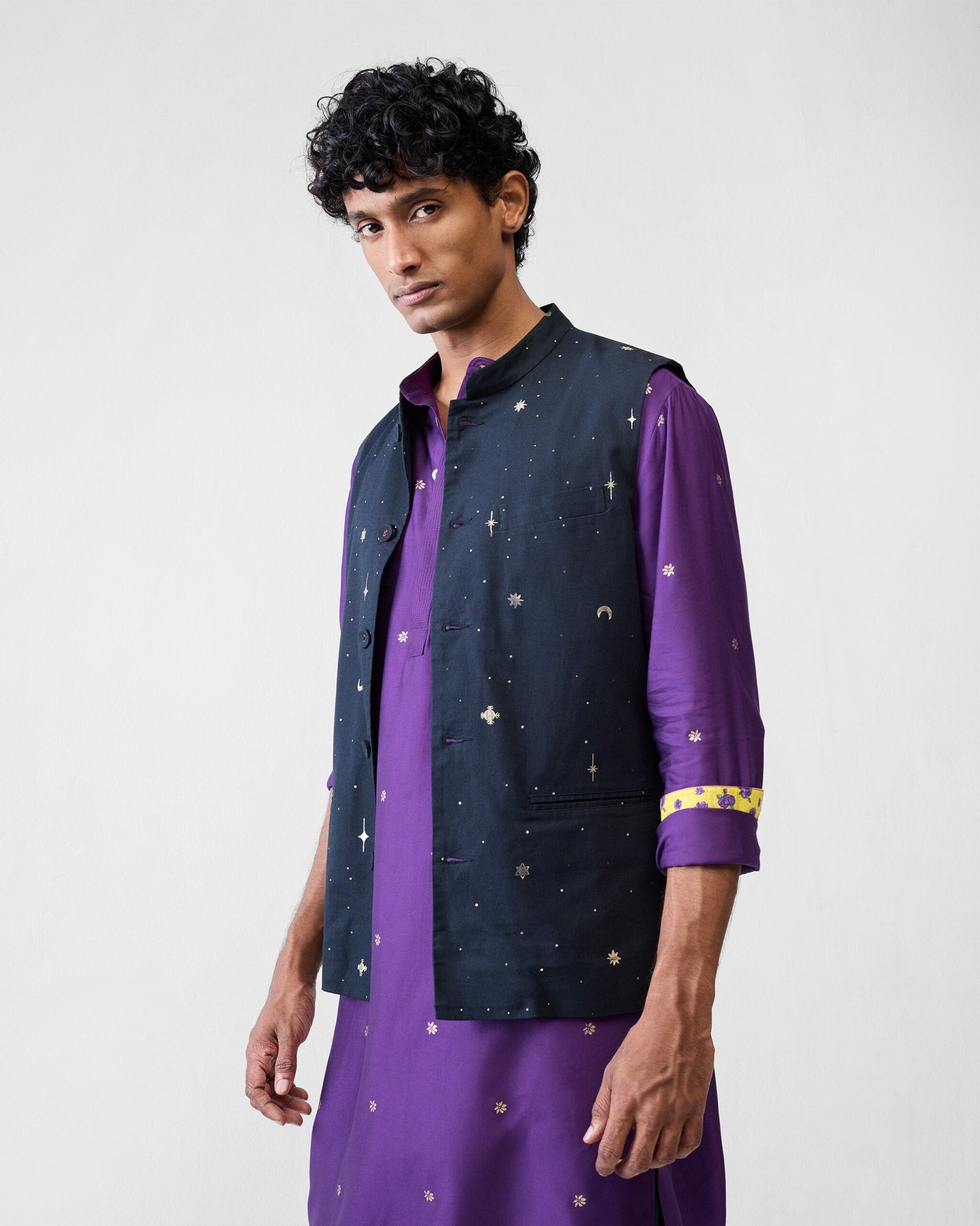 Neckband Kurta - Purple Printed - Image 9