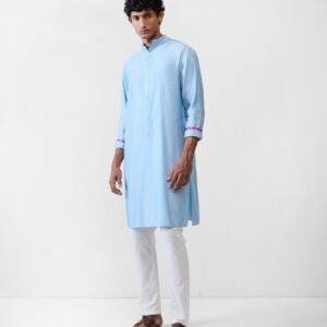 Rey Kurta - Light Blue Embroidered