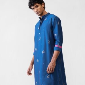 Bageecha Kurta - Navy Printed