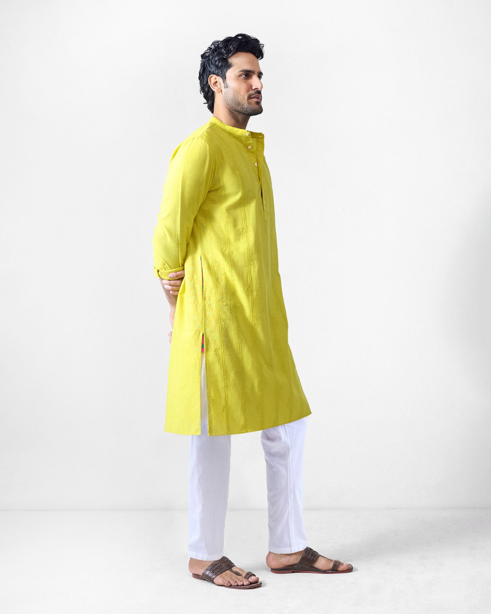 Ibn Kurta - Chartreuse Embroidered - Image 2