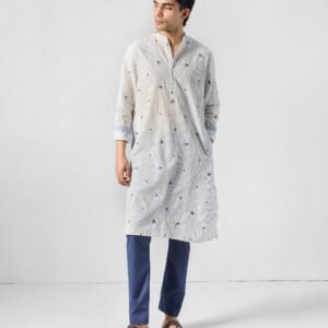 Bageecha Kurta - Embroidered Yarn-Dyed Cotton Relaxed Fit
