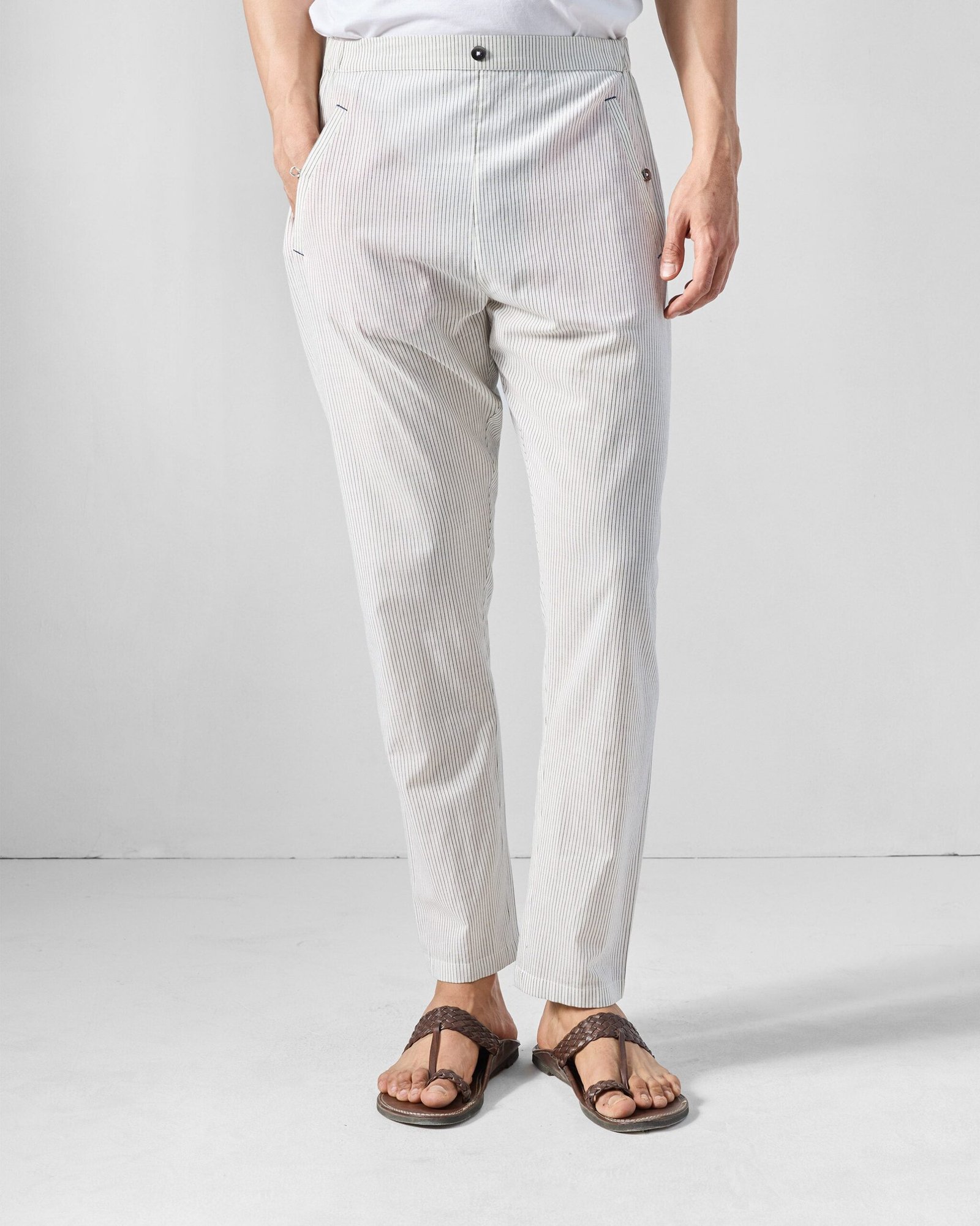 Kurta Pants - Charcoal & White Striped