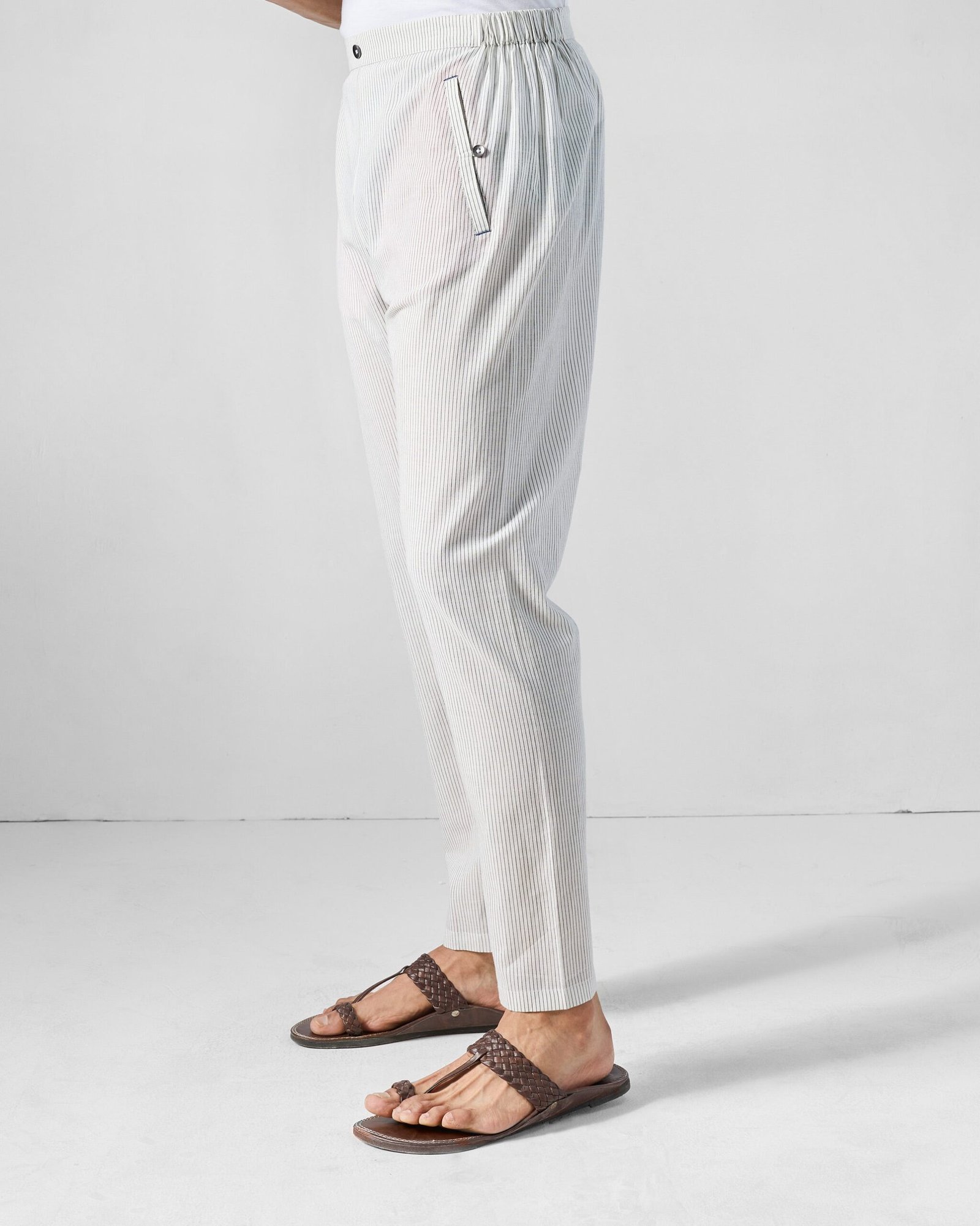 Kurta Pants - Charcoal & White Striped - Image 2