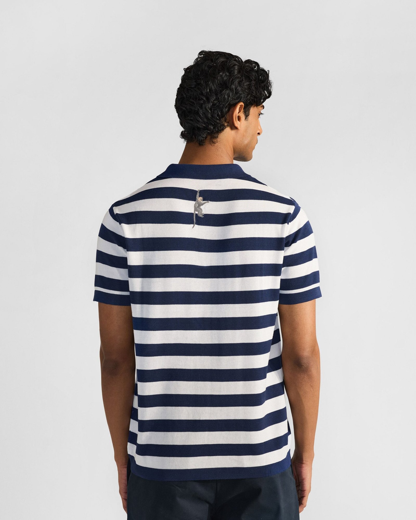 Macaque Polo - Striped Embroidered Cotton Knit Regular Fit - Image 2
