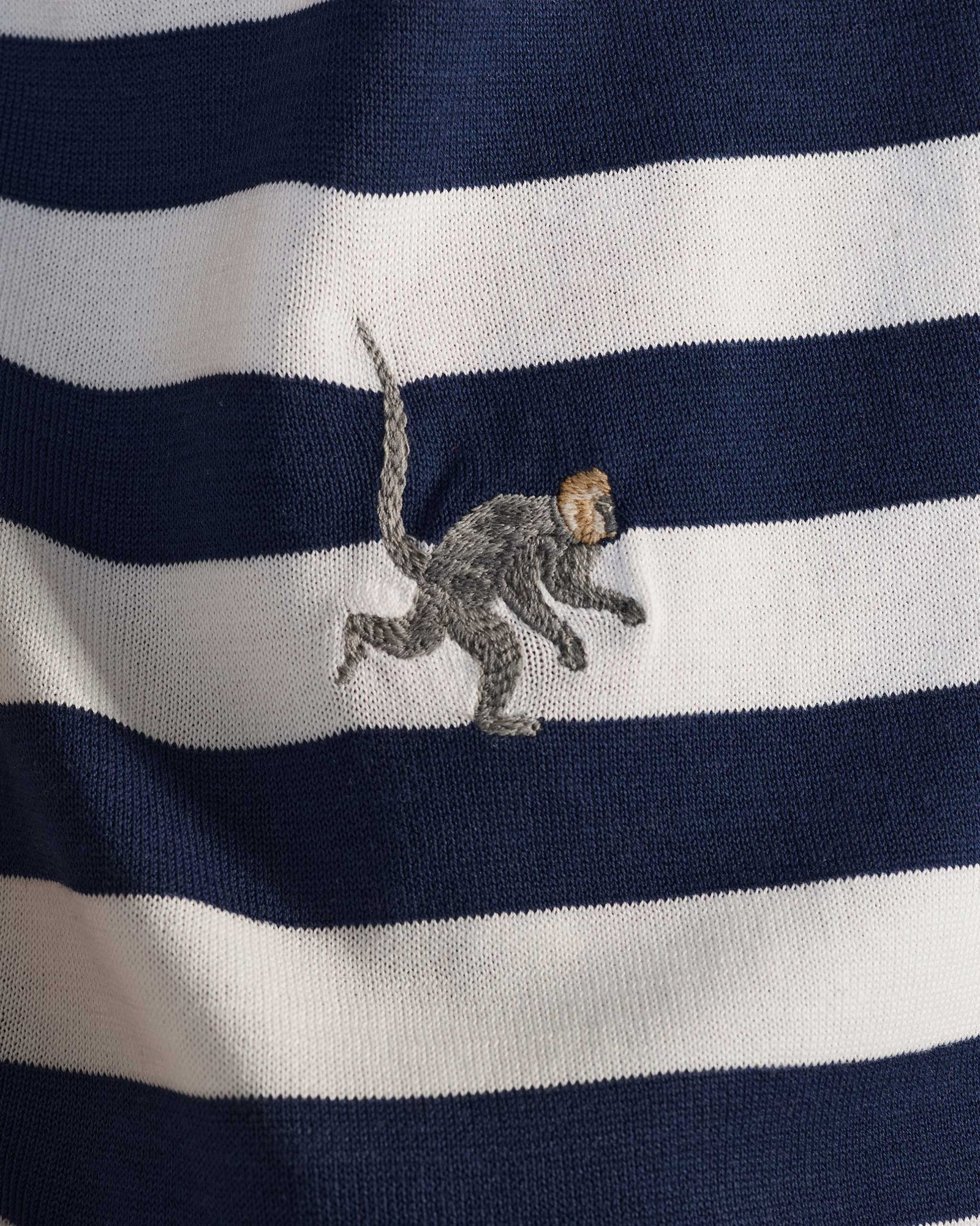 Macaque Polo - Striped Embroidered Cotton Knit Regular Fit - Image 4