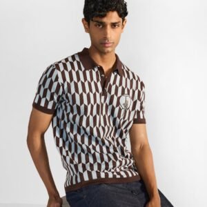 Langur Polo - Printed Embroidered Cotton Knit Regular Fit