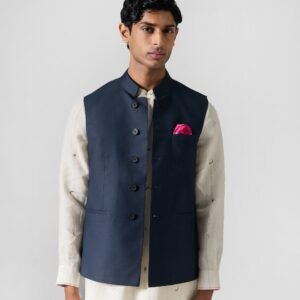 Saaj Nehru Jacket - Dark Navy