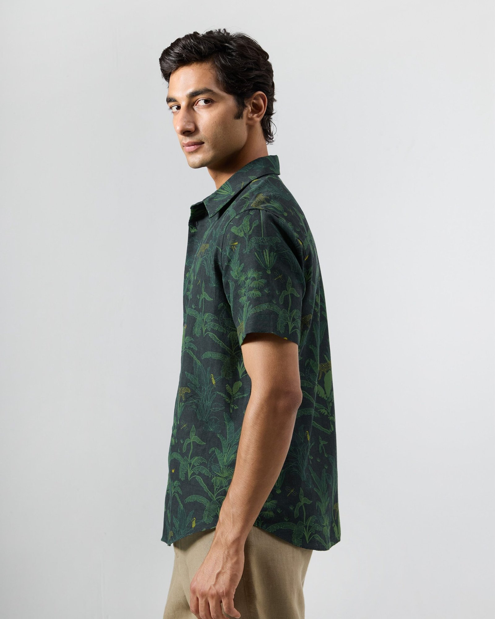 Half Sleeve Shirt - Cotton Linen Classic Fit - Image 2