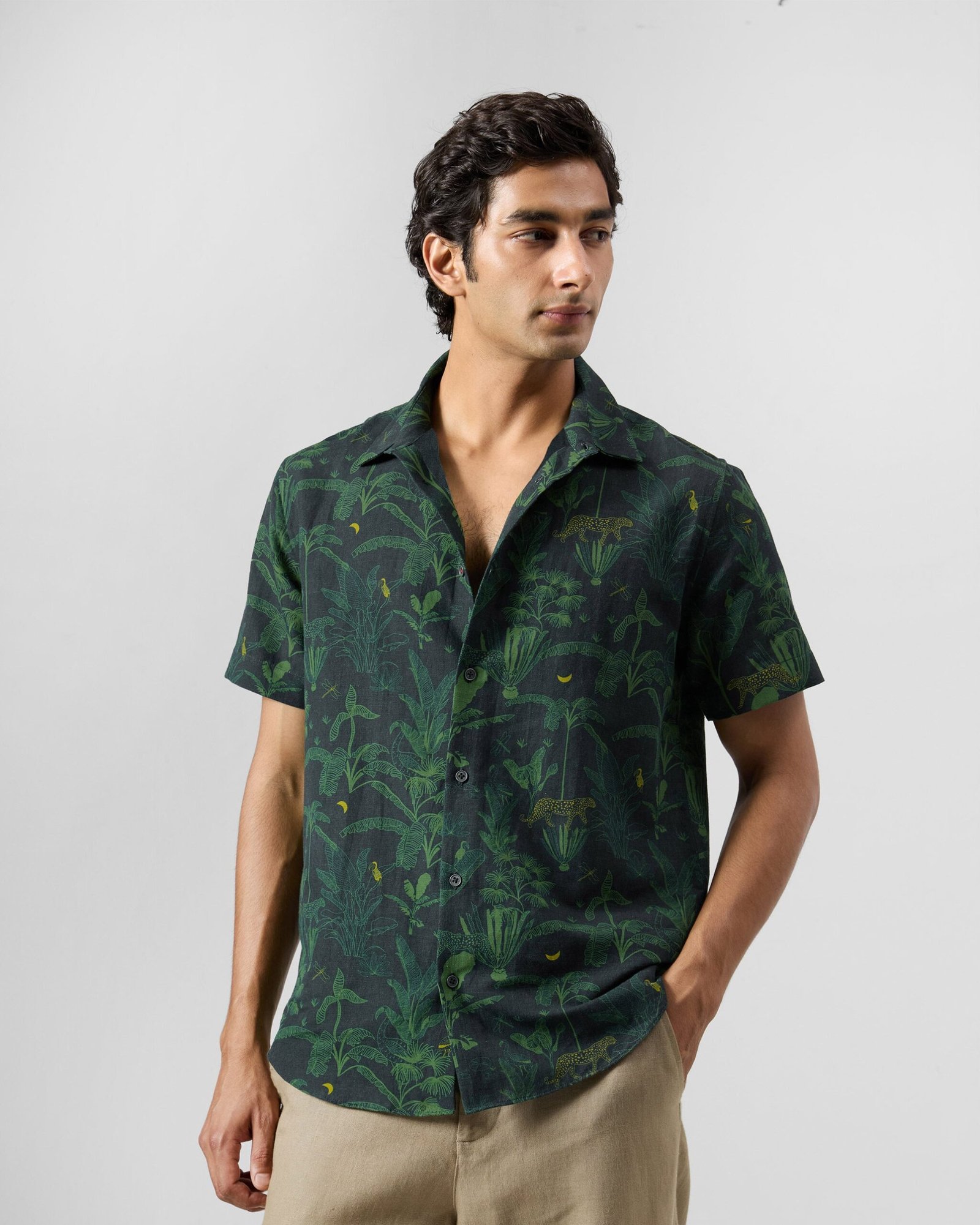 Half Sleeve Shirt - Cotton Linen Classic Fit - Image 4