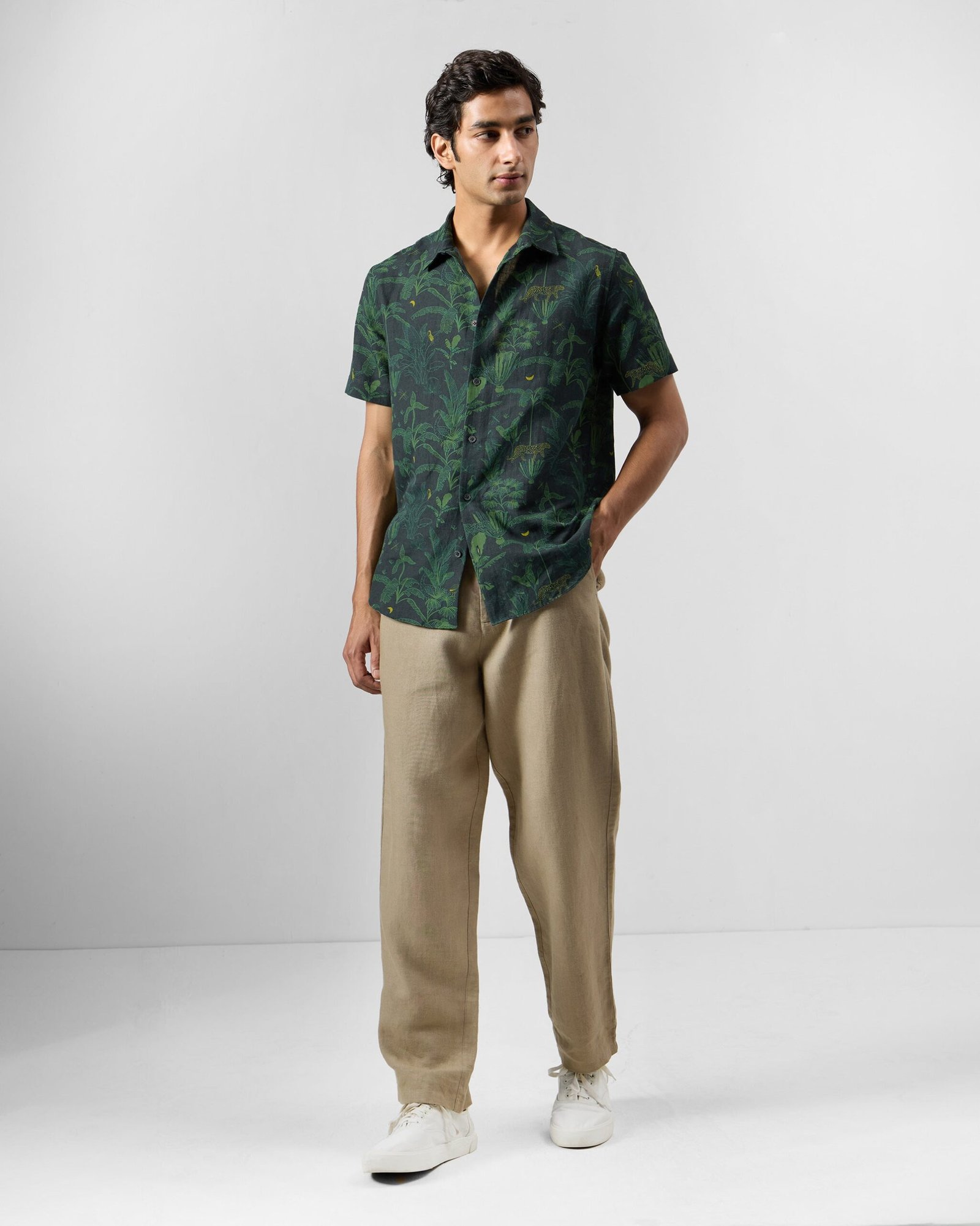 Half Sleeve Shirt - Cotton Linen Classic Fit - Image 6