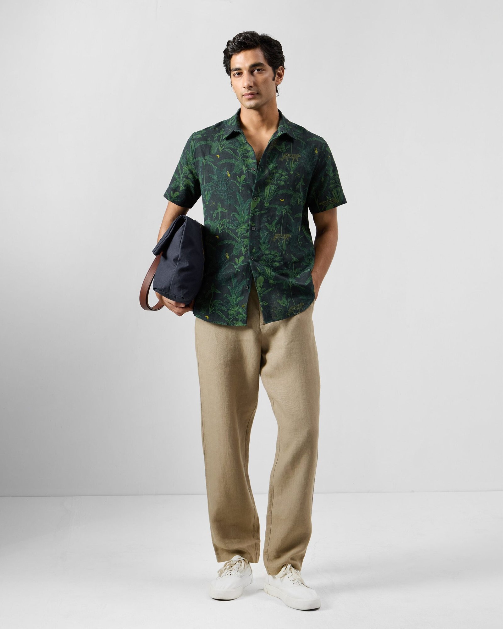 Half Sleeve Shirt - Cotton Linen Classic Fit - Image 7